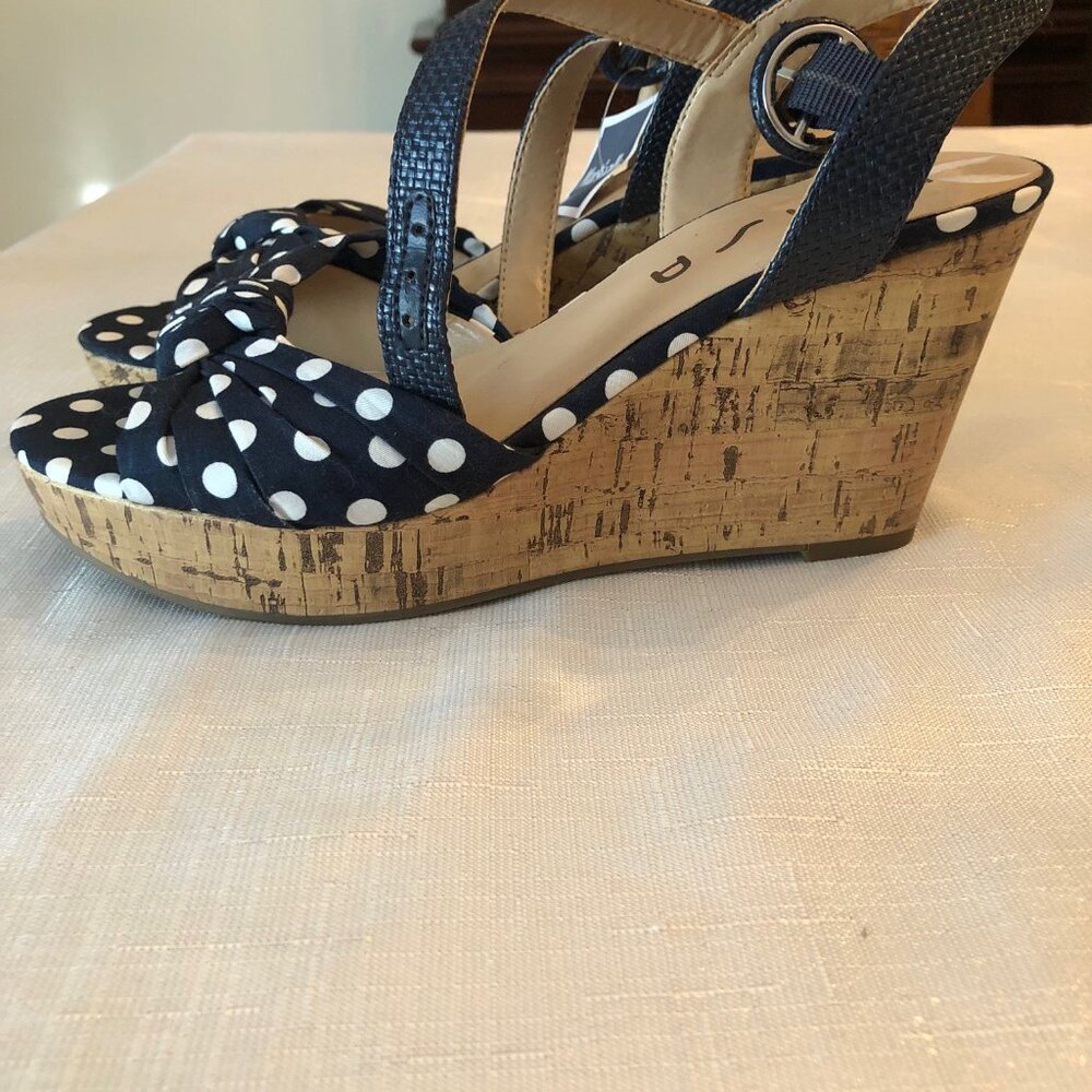 Unisa Navy & White Polka Dots Espadrilles - size 8